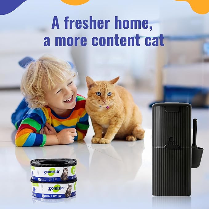 2 Pack Cat Litter Refill Bags, Non-See-Through Jumbo 60FT Cartridge Refill Total Up to 36 Weeks (Over 8 Months) Per Cat for Odor Control, Compatible with Genie Standard, Plus, Style