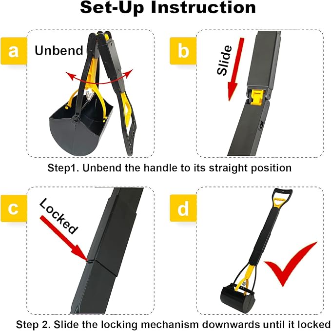 Pooper Scooper 2 Pack with 20 Litre Step Dog Poop Trash Can, 28" Long Handle Dog Poop Scoopers for Large Small Dogs Heavy Duty, Removable Inner Bucket for Outdoors, 50 Waste Bags Included