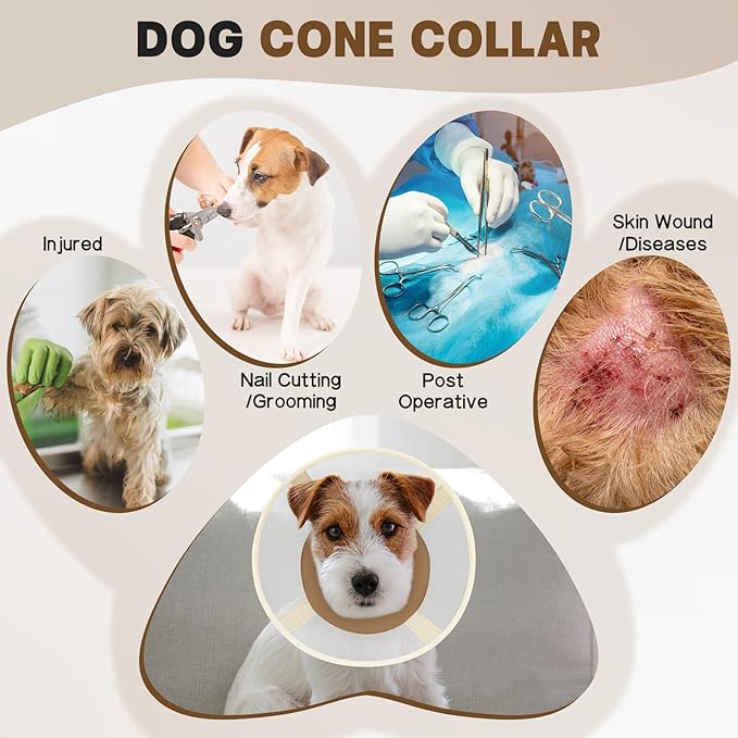 Soft Dog Cone Collar to Stop Licking-Adjustable Comfortable Mesh Recovery Cone After Surgery for Small or Miniature Dogs, Alternative to Plastic Elizabethan Collars for Neuter Incision Care (Brown,L)