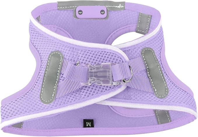 Light Up Dog Harness,Rechargeable LED Dog Harness for Small Medium Large Dogs,Reflective Lighted Safety Vest for Night Walking & Camping,Lightweight & Adjustable,Lavender Purple,M