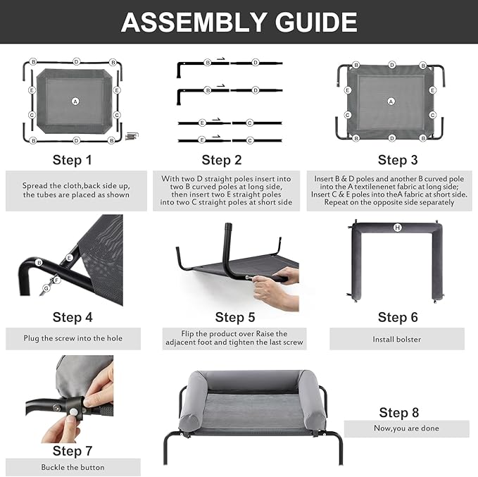 RRPETHOME Large Elevated Cooling Dog Bed, Raised Pet Cot Beds for Large Dogs, Elevated Outdoor Dog Bed, Chew Proof Portable Cooling Pet Cot with Skid-Resistant Feet and Breathable Mesh