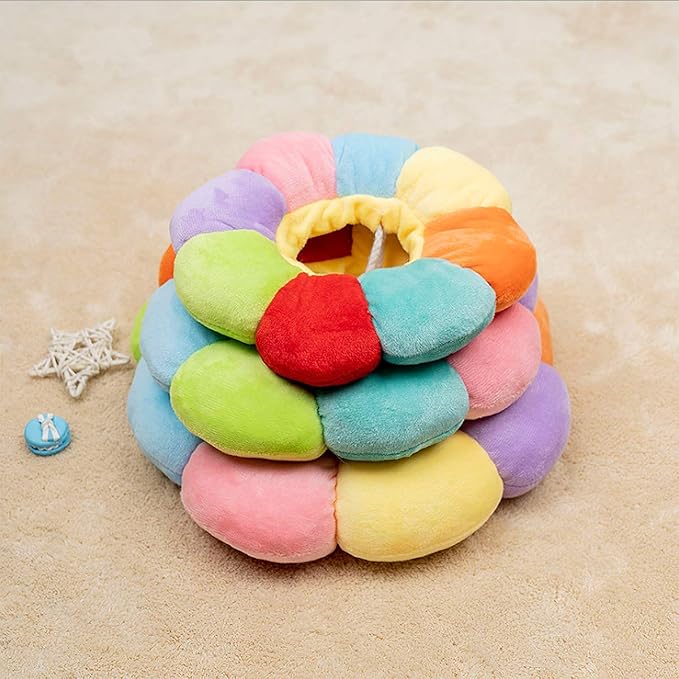 KUDES Cat Small Dog Recovery Collar, Cute Neck Cone After Surgery, Adjustable Pet E Collar, Wound Healing Protective Cone Surgery Recovery Elizabethan Collars for Small Pet (XS(Within 2lb), Colorful)