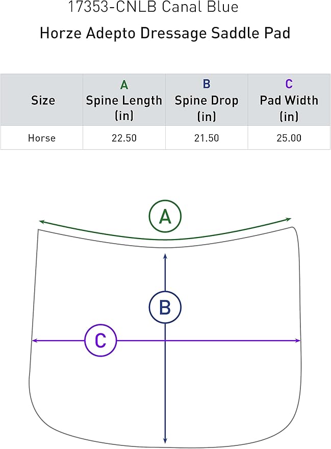HORZE Adepto Quilted Quick-Dry Dressage Saddle Pad for Horses with Two-Tone Trim