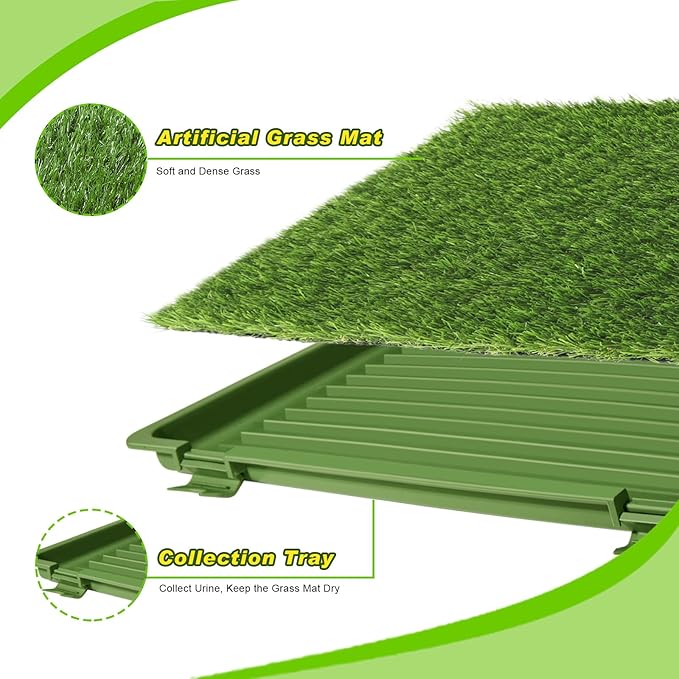 Dog Grass Pad with Tray: 3 Pack Grass Pee Pads for Dogs Potty for Puppy Training, Artificial Turf for Dogs with Collection Tray for Indoor /Outdoor /Patio /Balcony, 22"x18" Green