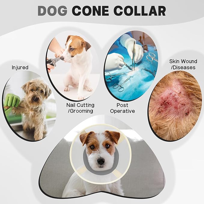 Soft Dog Cone Collar to Stop Licking-Adjustable Comfortable Mesh Recovery Collar After Surgery for Small or Miniature Dogs, Alternative to Plastic Elizabethan Collars for Neuter Incision Care (Grey,M)