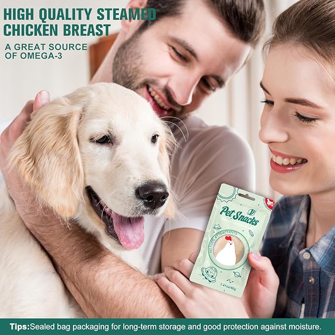 Steamed Chicken Breast Pet Snacks - Natural and Healthy, High Protein, Rich in Fish Oil, No Additives, Suitable for Cats and Dogs, 4PCS/1Pack, 160g/5.64oz