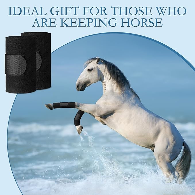 Set of 4 Horse No Bow Bandage 3D Contoured Standing Wrap Bandages Stable Nylon Horse Leg Wraps for Helping Prevent Horse from Tendon Damage and Keep Horses Clean and Safe (Black)