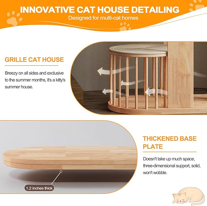 75 inch Cat Tree Tower for Indoor Cats Large Adult, Modern Big Cat Climbing Tower, Tall Cats Post, Corner Wood Cute Cat Condo with Sisal Scratching Posts