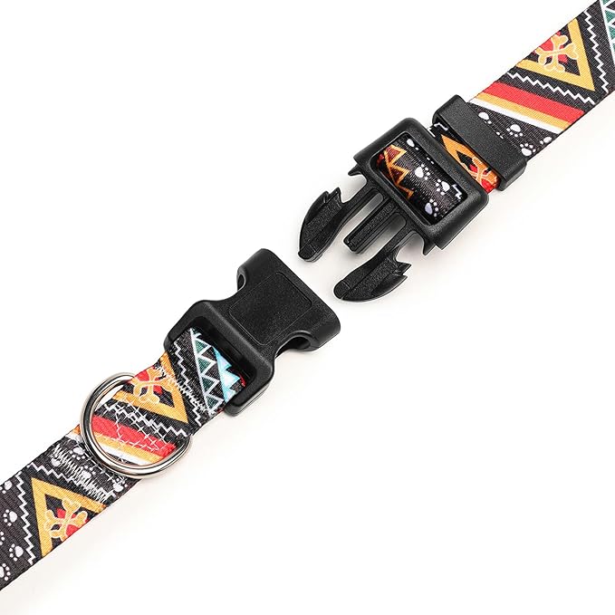Mercano Adjustable Dog Collar - Special Design Patterns, Soft Nylon Comfortable Durable Pet Collar for Small Medium Large Dogs (XS, Ethnic Gold)