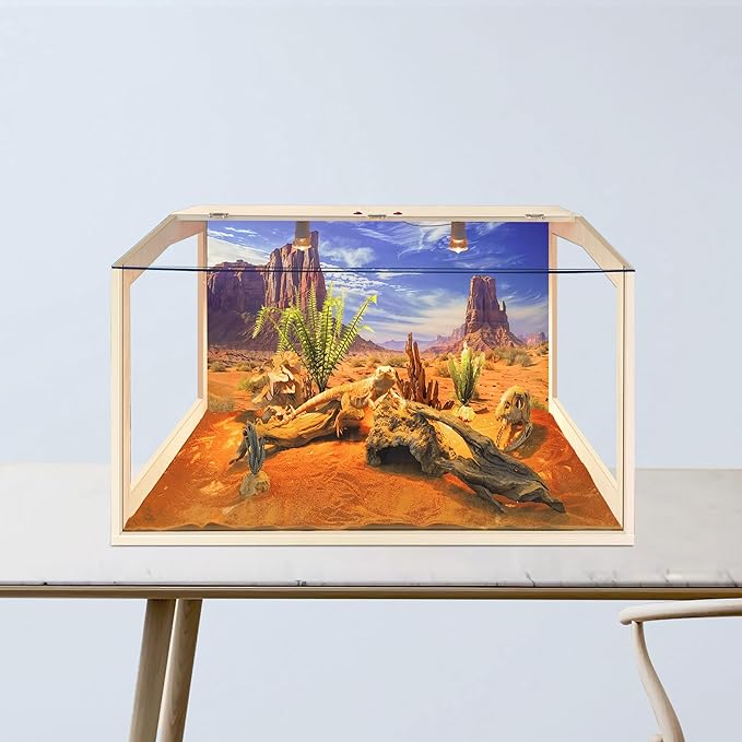 Prolee Bearded Dragon Tank, Reptile Enclosure, Snake Tank, Reptile Terrarium, Built-in Light Fixtures with Switch, (23 Gallon, 24" Long, Clear Acrylic Roof)