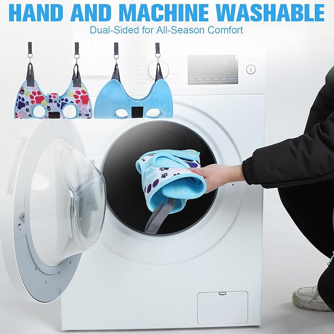 PAWCHIE Dog Grooming Hammock Harness for Dogs & Cats with Pet Nail Clipper Trimmer - Cat Hanger Sling for Trimming Clipping Nails- Dog Hammock Restraint Bag for Small Medium Large Dog, Blue XS