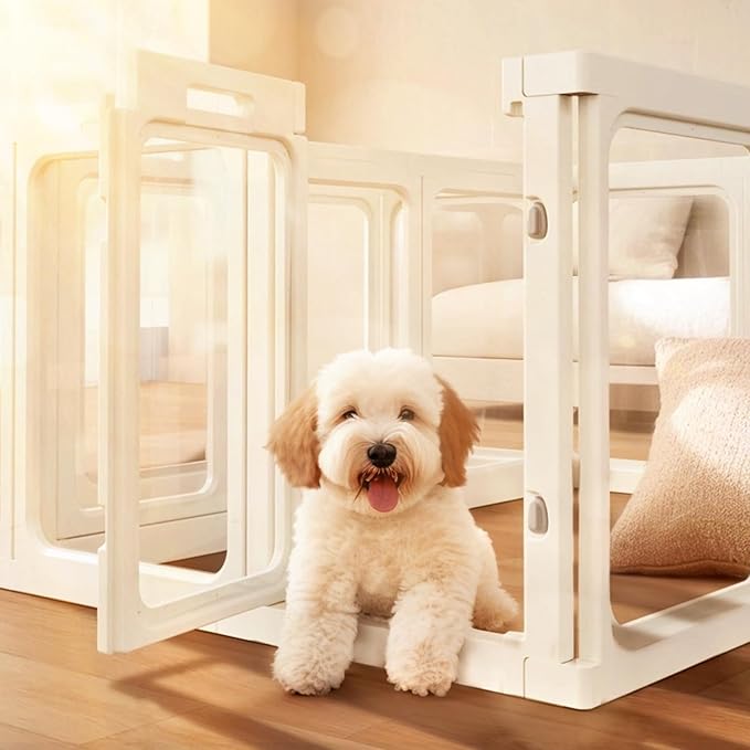 Acrylic Dog PlayPen, Clear Dog Play Pen for Puppy Cat Rabbit, Easy Assemble Pen, Preferable Small Cage, 23.6" H, 10Pcs
