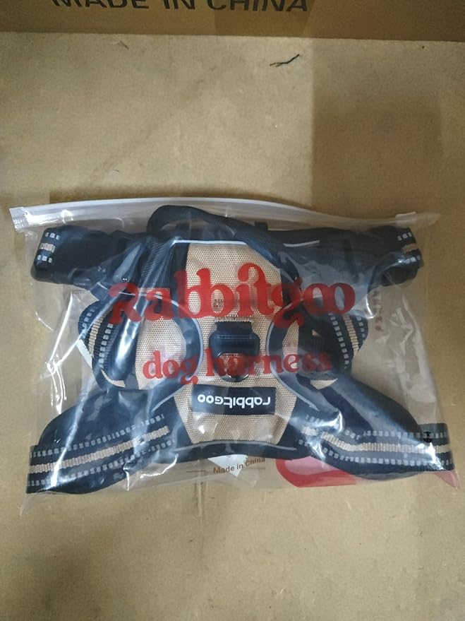 rabbitgoo Dog Harness No Pull with 2 Leash Clips, Adjustable Soft Padded, Reflective Oxford No Choke Pet Vest with Easy Control Handle for Large Dogs, Grey, XL