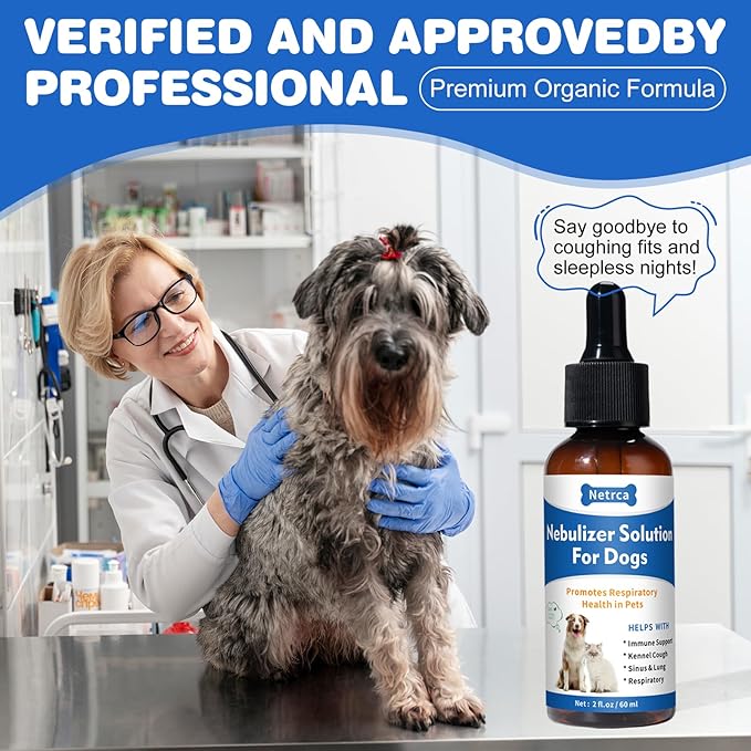 Natural Nebulizer Solution – Promotes Respiratory Health for Dogs & Cats – Immune Support | Sinus, Allergies & Kennel Cough Relief | Gentle Herbal Formula, 60ml