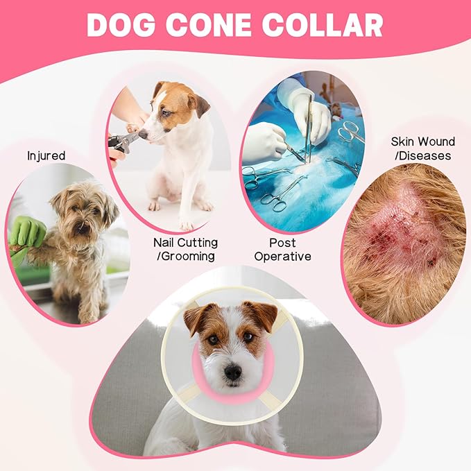 Soft Dog Cone Collar to Stop Licking-Adjustable Comfortable Mesh Recovery Collar After Surgery for Small or Miniature Dogs, Alternative to Plastic Elizabethan Collars for Neuter Incision Care (Pink,M)