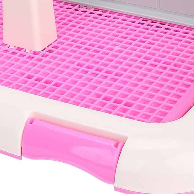 Puppy Dog Potty Tray, Puppy Training Toilet Tray Pet Training Pad Holder, Cat Potty Fence Dog Scheduled Urination Potty Tray, Dog Litter Box for Small and Medium Dogs, Bunny, Cats (Pink)