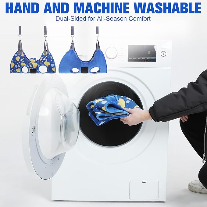 PAWCHIE Dog Grooming Hammock Harness for Dogs & Cats with Pet Nail Clipper Trimmer - Cat Hanger Sling for Trimming Clipping Nails- Dog Hammock Restraint Bag for Small Medium Large Dog, Navy Blue XS