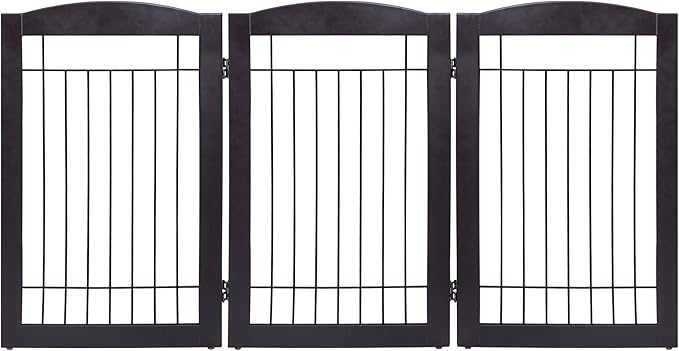 Spirich Freestanding Wire Pet Gate for Dogs, 30 inches Tall Dog Gate for The Houes, Doorway, Stairs, Pet Puppy Safety Fence, 3 Panels