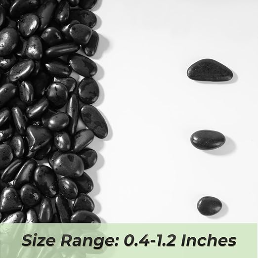 SIDONG 10 LB Black River Rocks, 0.4-1.2 Inches Highly Polished Pebbles for Indoor Plants, Decorative Stones for Plants, Fish Tank, Vases, Home DΓ©cor, Crafting, Garden Landscaping