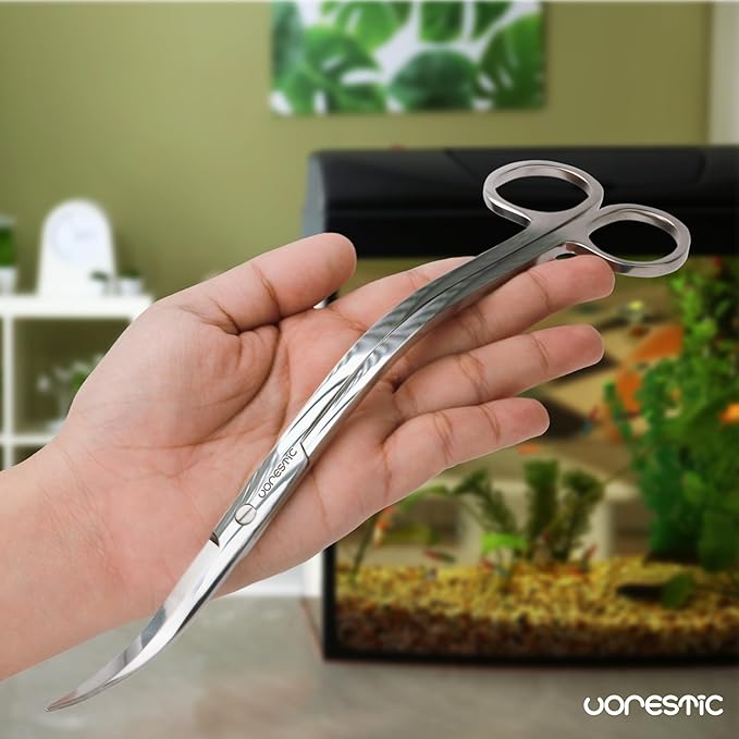 Long Aquarium Scissors for Plants 9.8 inches, Aquascaping Scissors, Aquarium Plant Trimmer, Aquascape Tools, Terrarium Tools for Plants (1 Pc Wave)