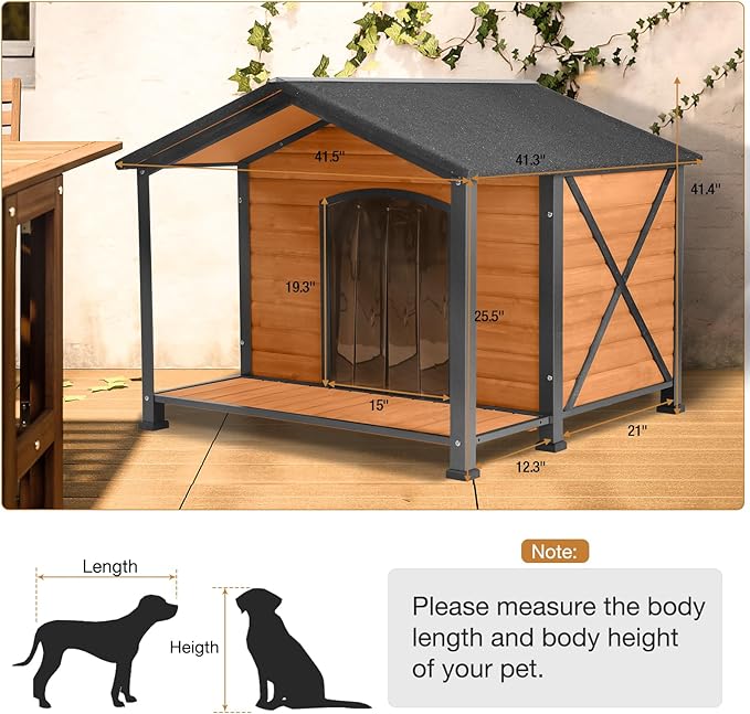 Extra Large Dog House Outdoor Weatherproof, Strong Metal Chew Proof Frame Dog Kennel for Small Medium Large Dogs