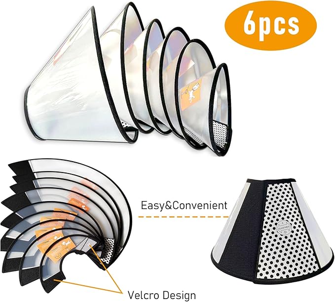 Adjustable Dog Cone Collar After Surgery Soft Cone of Shame Alternatives for Dog Cat Puppy Plastic Elizabethan Collar for Dogs from Licking Biting Scratching Wounds(S,Neck:7.1-8.7in)