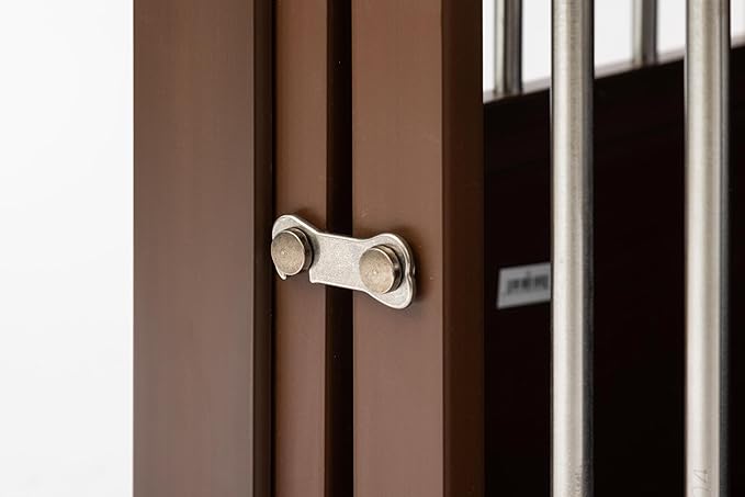 New Age Pet ECOFLEX Dog Crate End Table - Furniture-Style Pet Crate for Crate Trained Dogs - Stainless Steel Tubing & a Latched Closure - 10 Year Manufacturer's Warranty, Medium, Brown