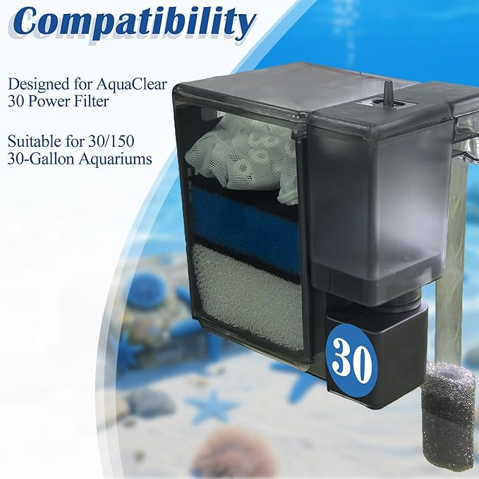 NEWKE 4 Sets of Upgraded Three-Stage Filtration Tank Filter for AquaClear 30 Power Filter, 4 Sets of Maintenance Kit Replacement for Fish Tank Filter for 30/150 30-Gallon Aquariums
