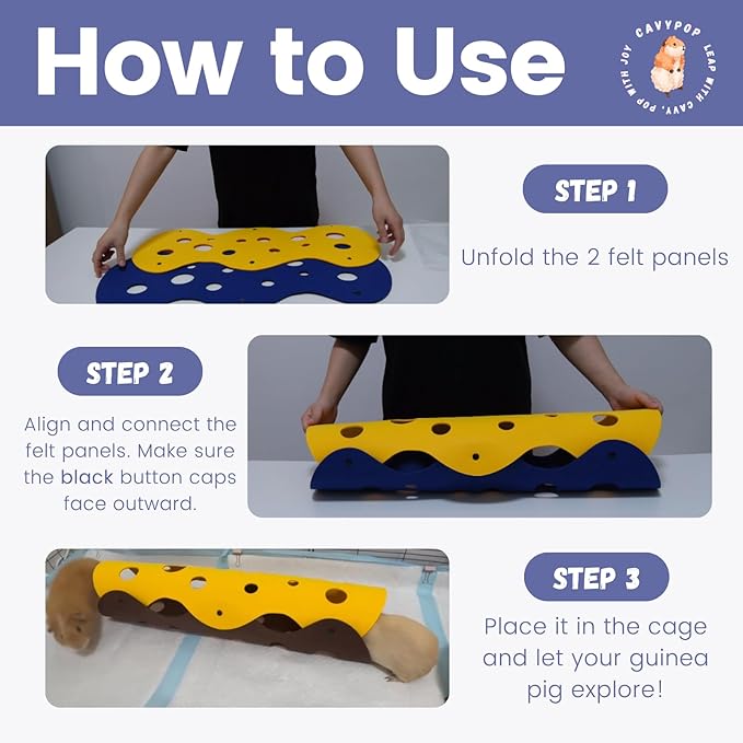 Guinea Pig Tunnels, Foldable Fleece Hideout Beds with Cheese-Hole Design, 2 Pack Modular Tunnel Set for Play and Rest, Brings Comfort and Enrichment to Guinea Pig Cages-Blue&Grey