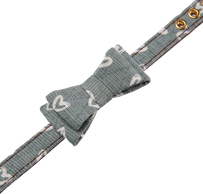 Puppy Collars for Small Dogs - StrawberryEC Adjustable Puppy Id Buckle Collar Leather. Cute Mint Love Dog Collar (Bow-Mint-Love)