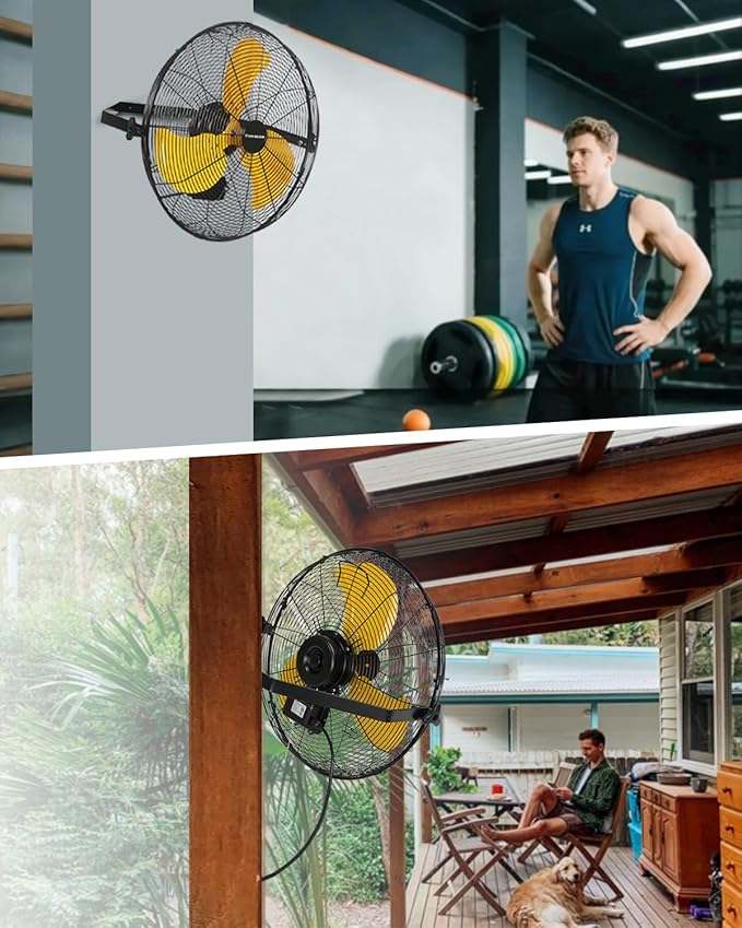 KEN BROWN 20 Inch Outdoor Wall Mount Fan, 3-speed IPX4 Waterproof, Max. 4,650 CFM Wall Mounted Fan for Outdoor, Commercial, Residential, Greenhouse, Workshop, Patio, Black, ETL Listed