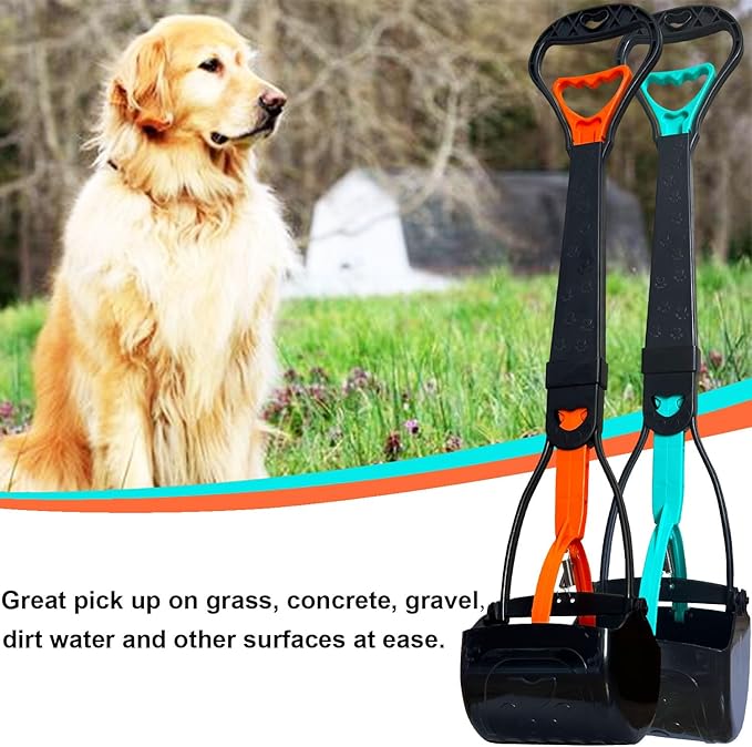 2-Piece Pooper Scooper for Large Medium & Small Dogs Heavy Duty,Long Handled Dog Poop Scooper for Grass,Durable Dog Poop Pick Up Tool