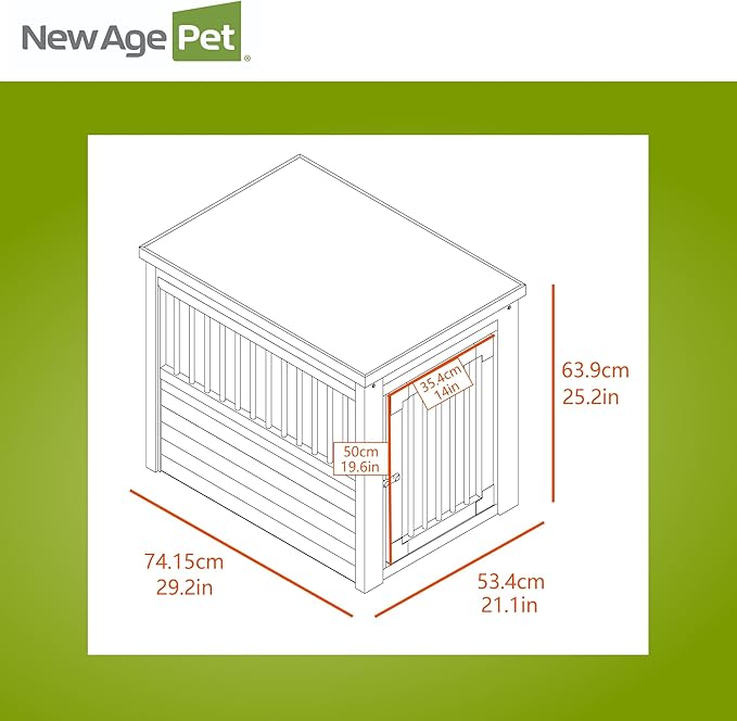 New Age Pet ECOFLEX Dog Crate End Table - Furniture-Style Pet Crate for Crate Trained Dogs - Stainless Steel Tubing & a Latched Closure - 10 Year Manufacturer's Warranty, Medium, Black