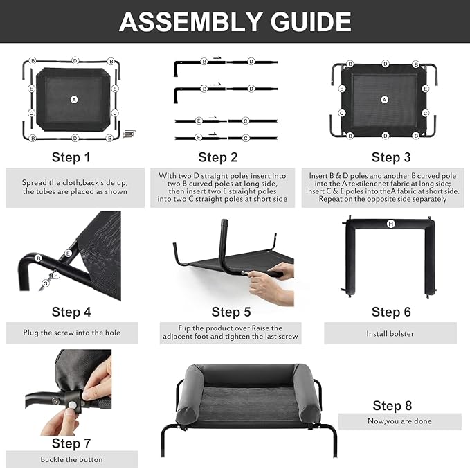 RRPETHOME Large Elevated Cooling Dog Bed, Raised Dog Cot Beds for Large Dogs, Elevated Outdoor Pet Cot, Chew Proof Portable Cooling Pet Cot with Skid-Resistant Feet and Breathable Mesh