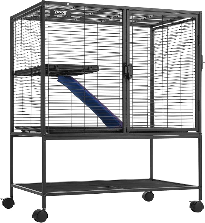 VEVOR 36" Rolling Metal Ferret Cage, Large 2-Tier Critter Nation Cage, Small Animal Cage with Ramps & Tray, Easy to Set up for Pet Mice, Hamster, Guinea Pig, Chinchilla, Squirrel, Hedgehogs, Bunny