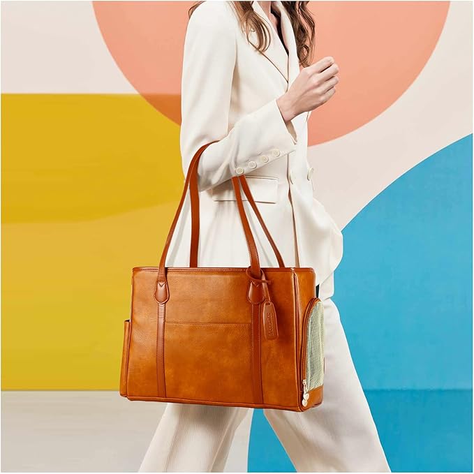 Stylish Dog Purse Carrier, Leather Pet Carrier Bag for Small Dogs Cats Puppy, Airline Approved Soft-Sided Carrier Brown