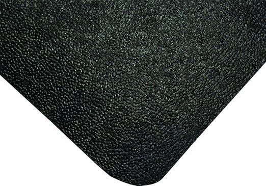Wearwell Natural Rubber 447 UltraSoft WeldSafe Anti-Fatigue Beveled Mat, for Dry Areas, 3' Width x 75' Length x 9/16" Thickness, Black