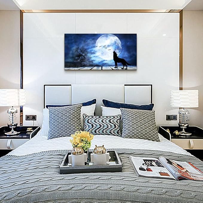 Canvas Wall Art For Bedroom Wall Decoration For Living Room Large Size Luminous Scenery Wolf Wall Decor Pictures Artwork Painting Modern Office Canvas Art Prints Room Decor Ready To For Home Decor