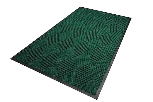 M+A Matting WaterHog Diamond | Commercial-Grade Entrance Mat with Rubber Border – Indoor/Outdoor and Quick Drying Door Mat (Evergreen, 3' x 8')