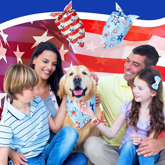 Preboun 100 Pcs Patriotic Dog Bandanas Bulk Labor Day Bandanas for Dogs Triangle Kerchief Scarf Set for Puppy Small Medium Large Workers' Veterans Day Costume Accessories (25.6 x 17.7 x 17.7 Inch)