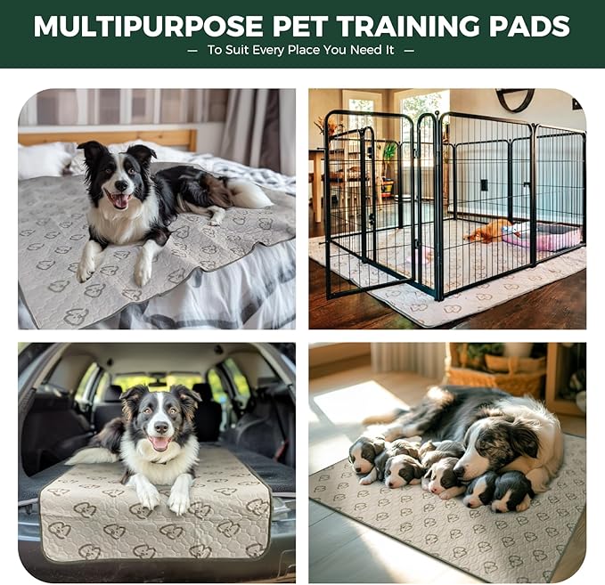 FXW Washable Pee Pads for Dogs, Puppy Pads with Super Absorbent, Specifically Designed for FXW Rollick/Homeplus 32/40/45inch 6 Panels Dog Playpen, 71" × 43" Rectangle, Khaki, 1 Pack