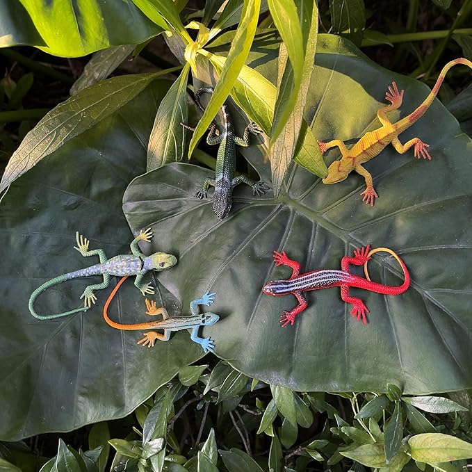 12PCS Mini Lizard Figurines Set – Small Realistic Reptile Toys, Soft Plastic Animal Models for Kids Learning, Party Favors, Diorama Decorations, and Collectors