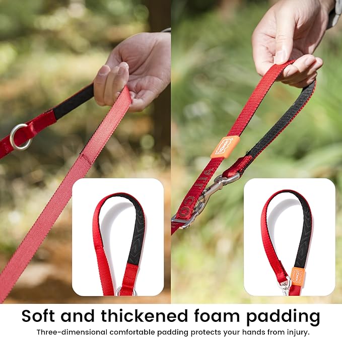 HOWGO 8-in-1 Multifunctional Hands Free Dog Training Leash with Padded Handle, 8.5 FT Nylon Adjustable Length, Lightweight Aviation Aluminum, Crossbody Waist Leash for Puppy Medium Large Dogs (Black)