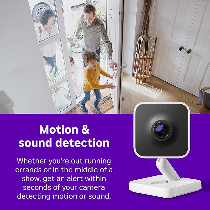 Roku Indoor Camera - Home Security - 2-Pack - Wired Security Camera & Pet Monitor with 1080p HD Color Night Vision, Works with Alexa & Google, Motion & Sound Detection, WDR & WiFi 6