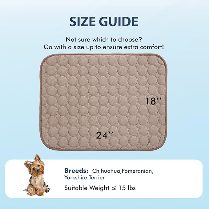 MICROCOSMOS Summer Cooling Mat & Sleeping Pad- Water Absorption Top, Materials Safe, Easy Carry, EZ Clean. Keep Cooling for Pets, Kids and Adults.(Brown, 24" x18")