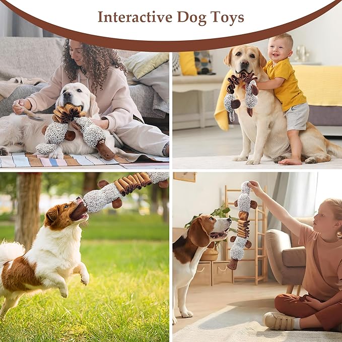 Squeaky Dog Toys, Interactive Tug of War Puppy Toys, Funny Plush Dog Chew Toys, Stuffed Dog Toys for Small,Medium and Large Dogs - Platypus
