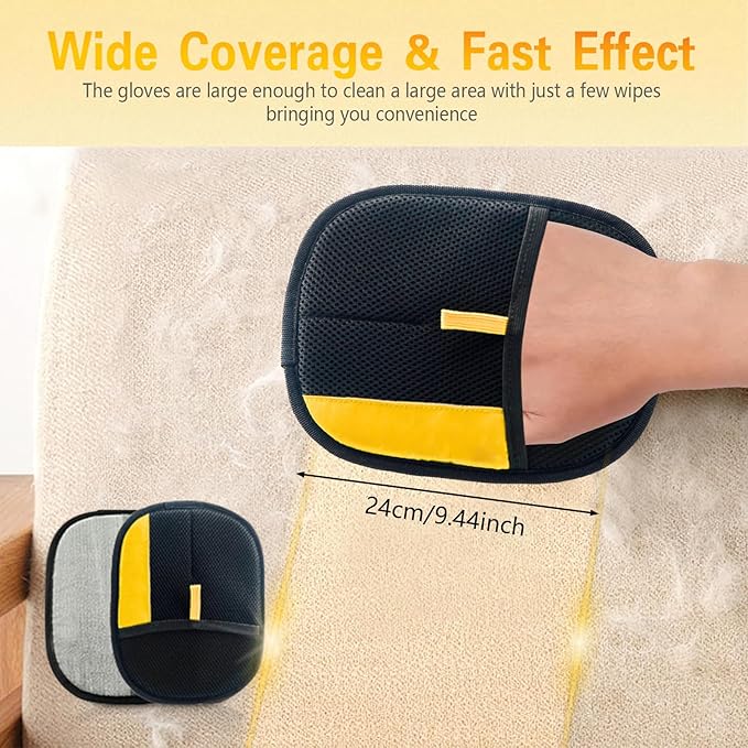 Pet Hair Removal Glove, Electrostatic Pet Hair Remover Gloves for Dogs Cats, Reusable Washable Remover for Bed Sheets Couch Clothes Carpet Car Seat (2PCS)
