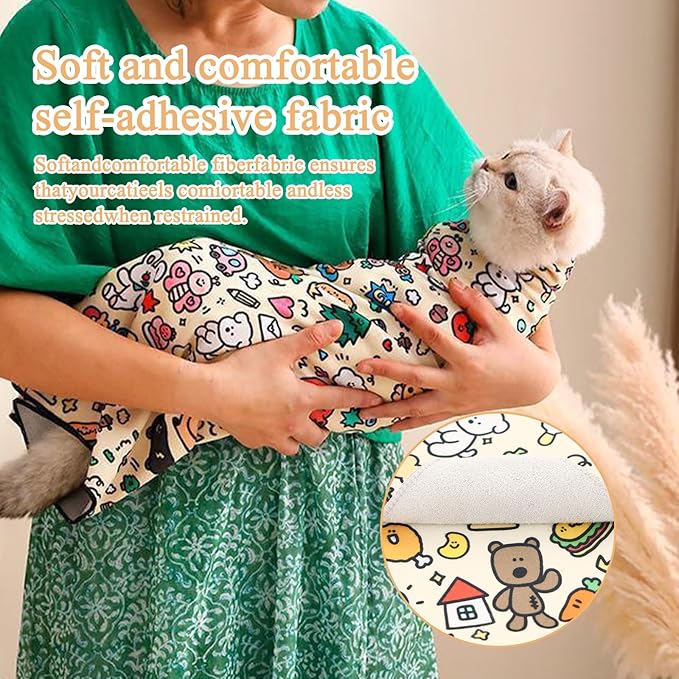 27.6x27.6 Cat Wrap for Cutting Nails, Cat Grooming Wrap with Pet Hair Removal Glove, Cats Restraint for Nail Clipping Ear Cleaning Teeth Brushing