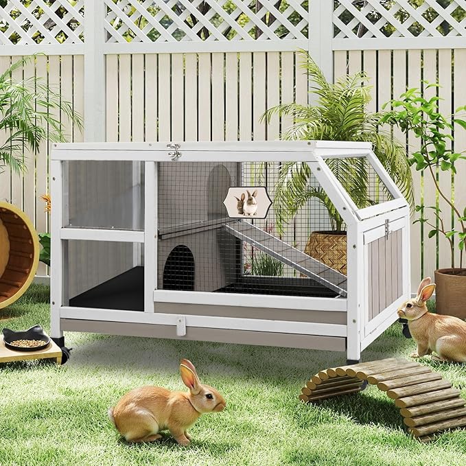 Rabbit Hutch Indoor - Weatherproof, Multi-Level, Easy Assembly, Lockable, and Comfortable