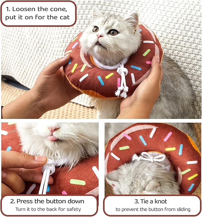 Amakunft Adjustable Cat Cone Collar Soft, Cat Recovery Collar, Cone for Cat After Surgery, Cat Neck Cone, Elizabethan Collar for Cat and Kitten (Donut M (Neck:6"-13"))